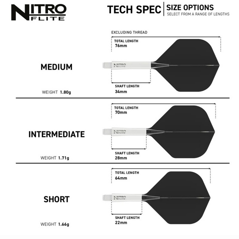 Nitro Flite Flights & Shafts - White & Black - Standard